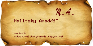 Malitsky Amadé névjegykártya